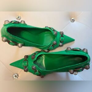 BALENCIAGA Neon Green Leather Cagole Heels